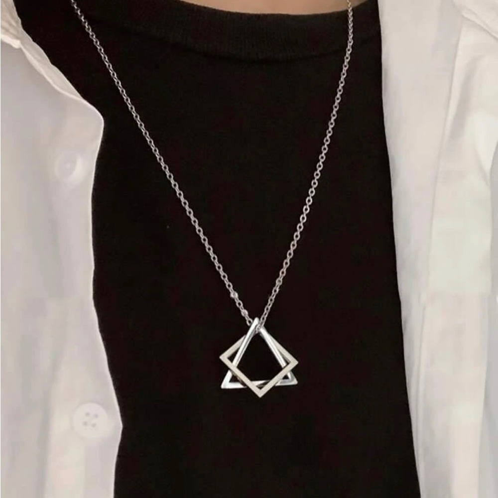 Silver Geometric Pendant Necklace